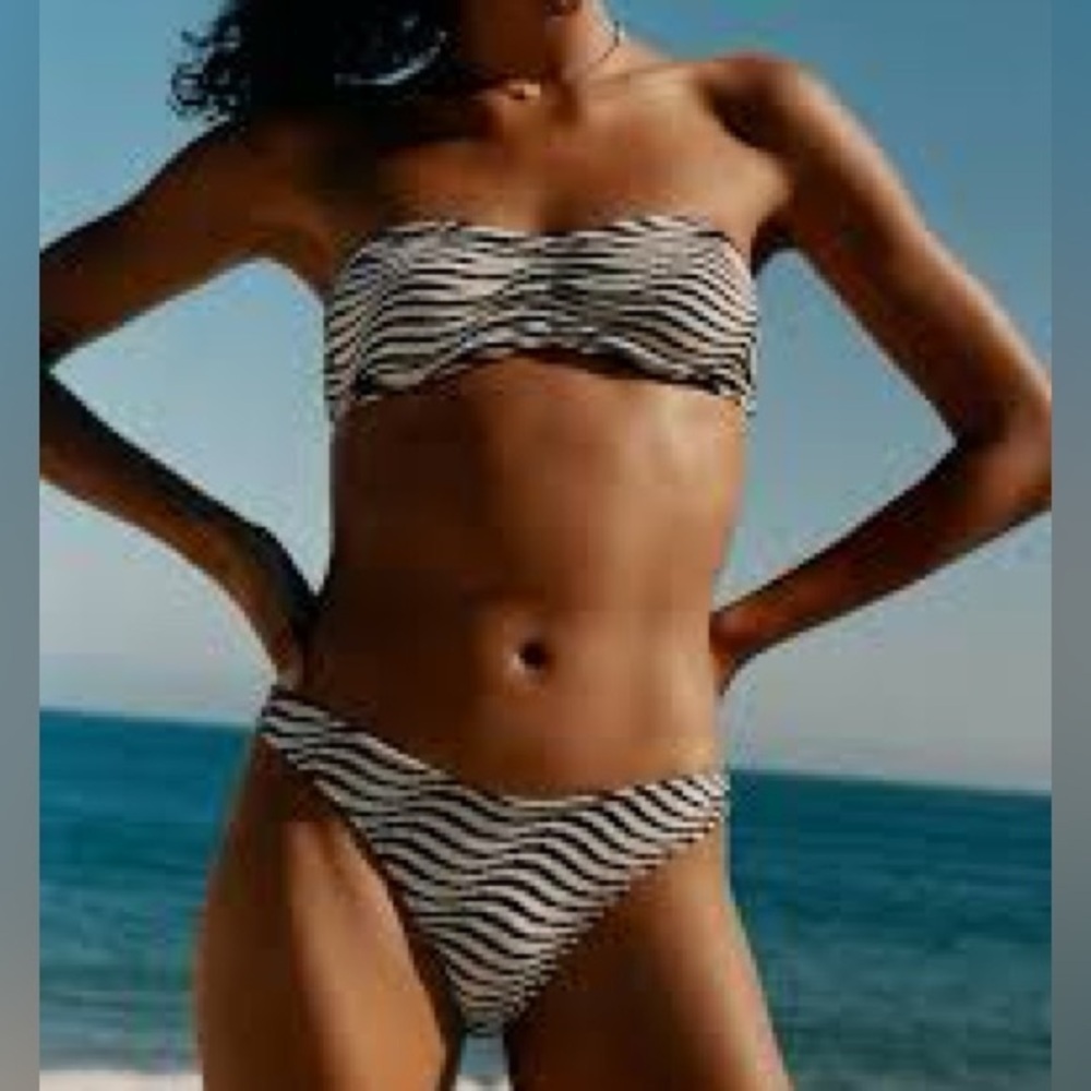 NWT TNA Aritzia Zebra Print Bandeau Bikini Set 2XL Top L Bottom